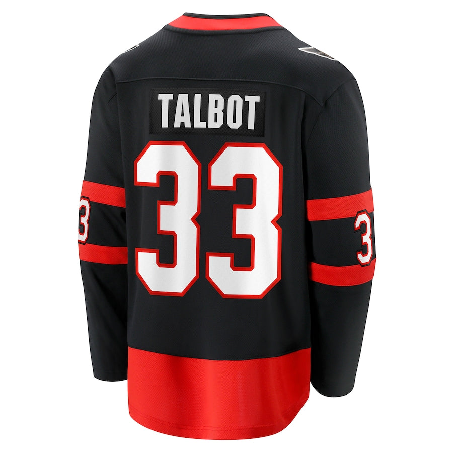 O.Senators #33 Cam Talbot  Supporters Branded Home Breakaway Player Jersey Black Stitched American Hockey Jerseys