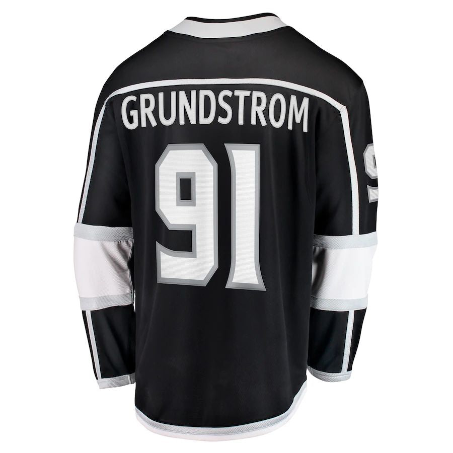 LA.Kings #91 Carl Grundstrom Supporters Branded Home Breakaway Player Jersey Black Stitched American Hockey Jerseys