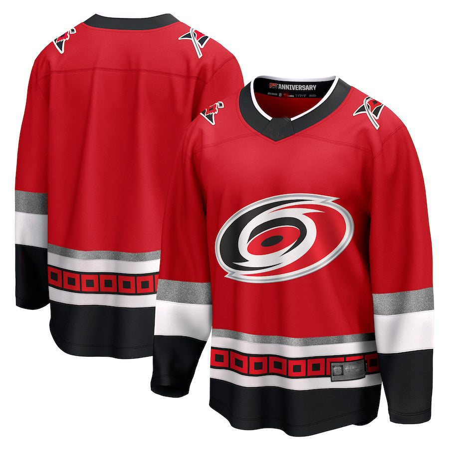 C.Hurricanes Supporters Branded 25th Anniversary Premier Breakaway Blank Jersey Red Stitched American Hockey Jerseys
