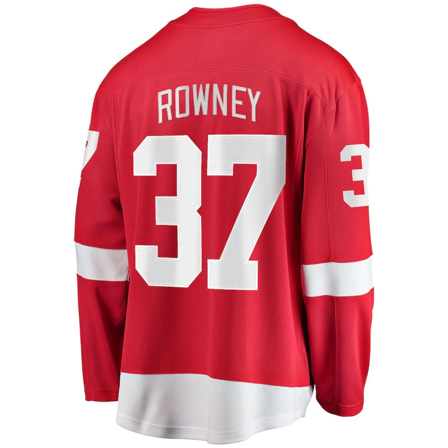 D.Red Wings #37 Carter Rowney Supporters Branded Home Breakaway Player Jersey Red Stitched American Hockey Jerseys