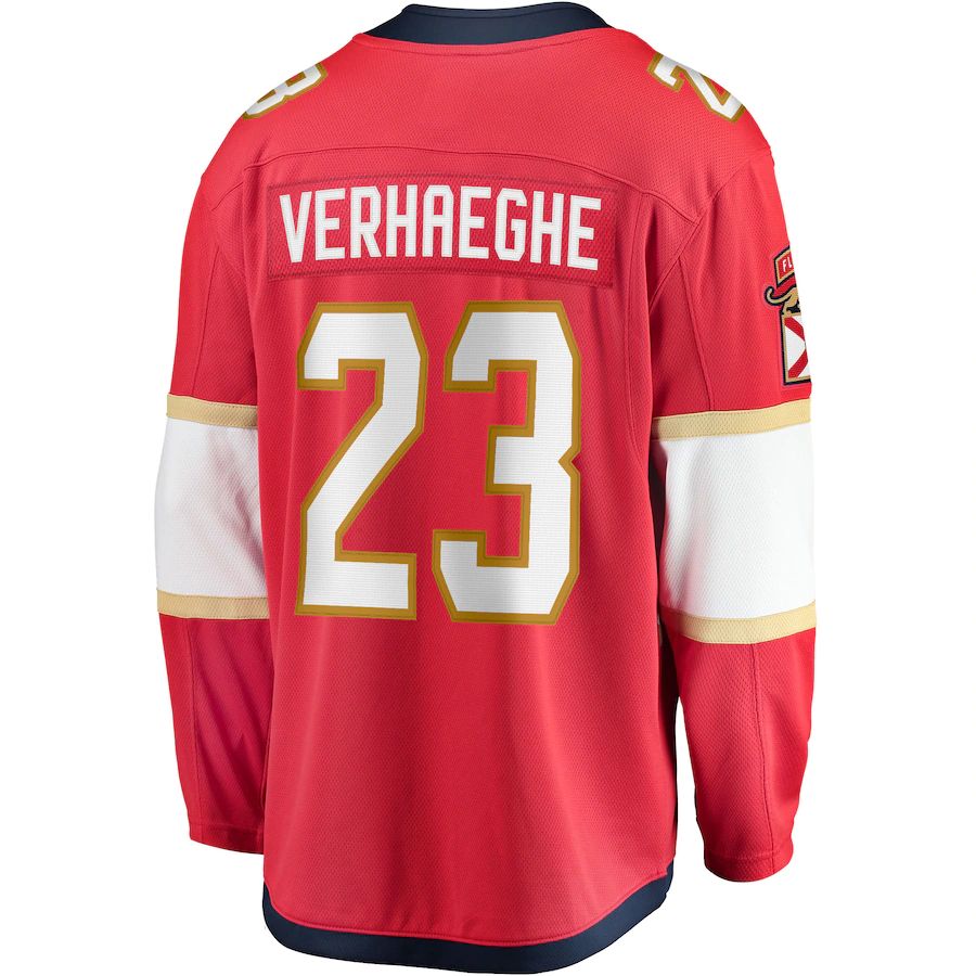 F.Panthers #23 Carter Verhaeghe Supporters Branded Home Breakaway Jersey Red Stitched American Hockey Jerseys