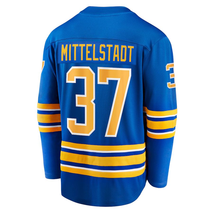 B.Sabres #37 Casey Mittelstadt Supporters Branded Home Breakaway Player Jersey Royal Stitched American Hockey Jerseys