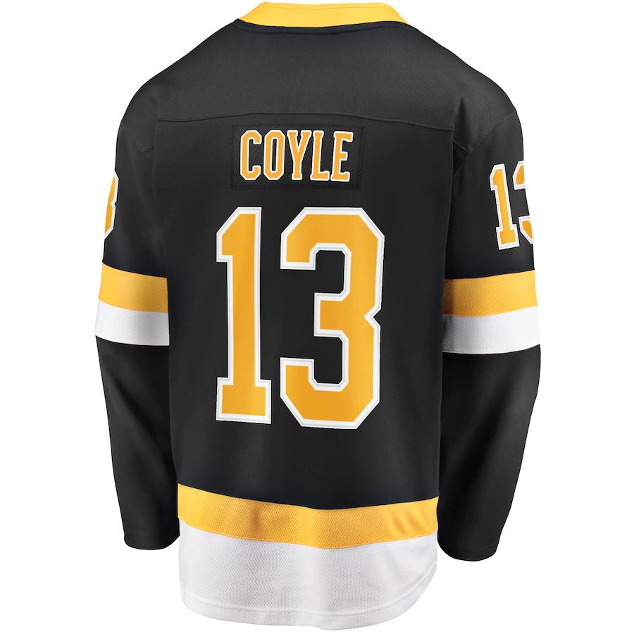 B.Bruins #13 Charlie Coyle Supporters Branded  Alternate Premier Breakaway Player Jersey  Black Stitched American Hockey Jerseys
