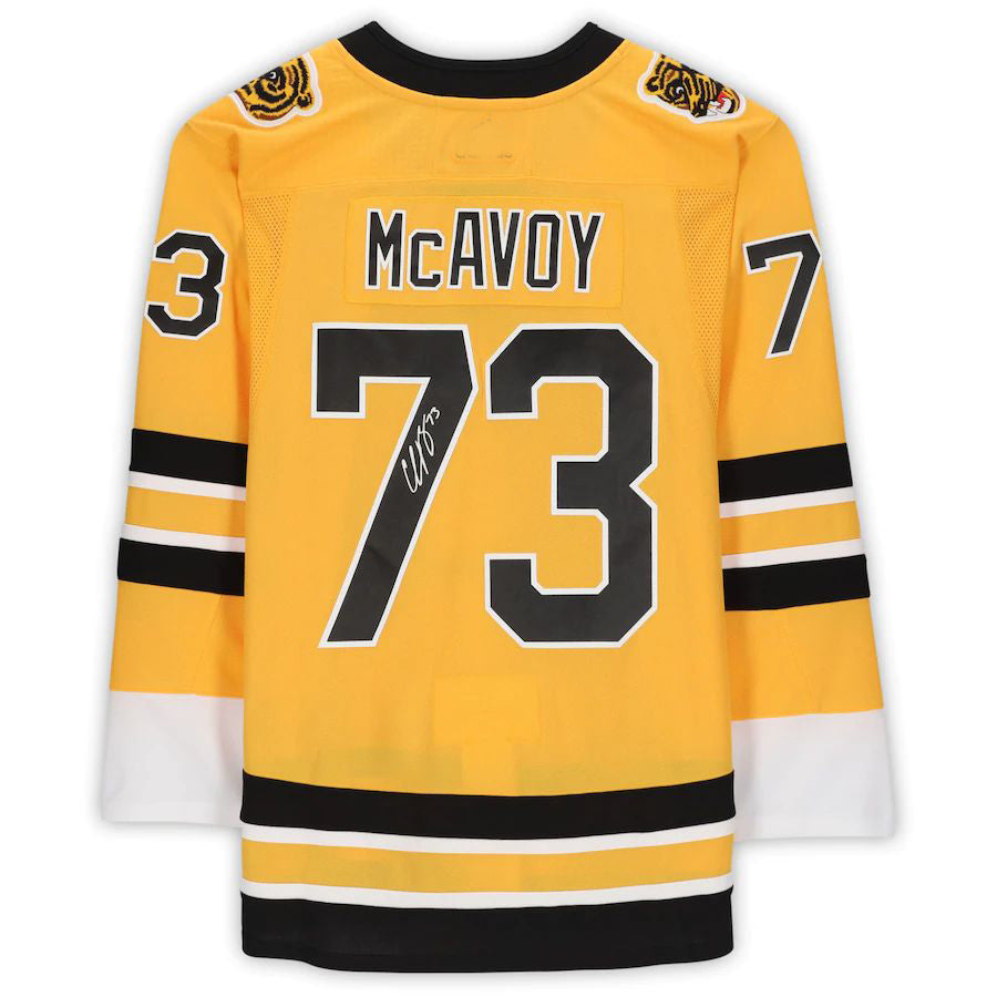 B.Bruins #73 Charlie McAvoy Supporters Authentic Autographed Reverse Retro Authentic Jersey Stitched American Hockey Jerseys