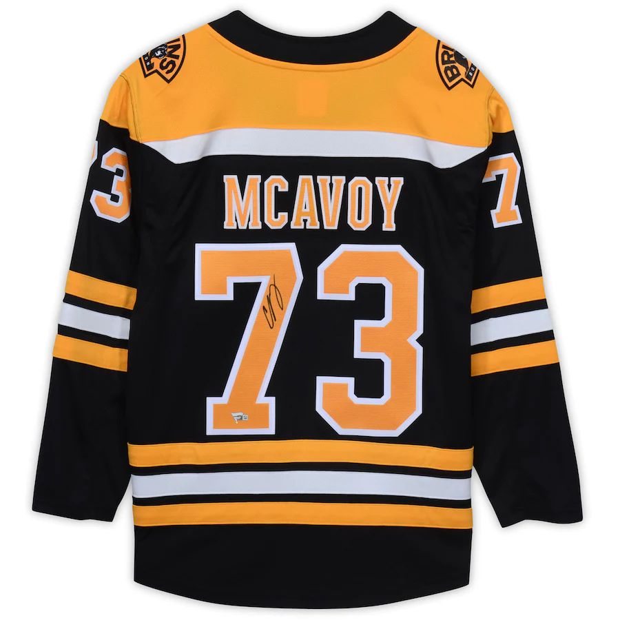 B.Bruins #73 Charlie McAvoy Supporters Authentic Autographed Black Supporters Breakaway Jersey Stitched American Hockey Jerseys