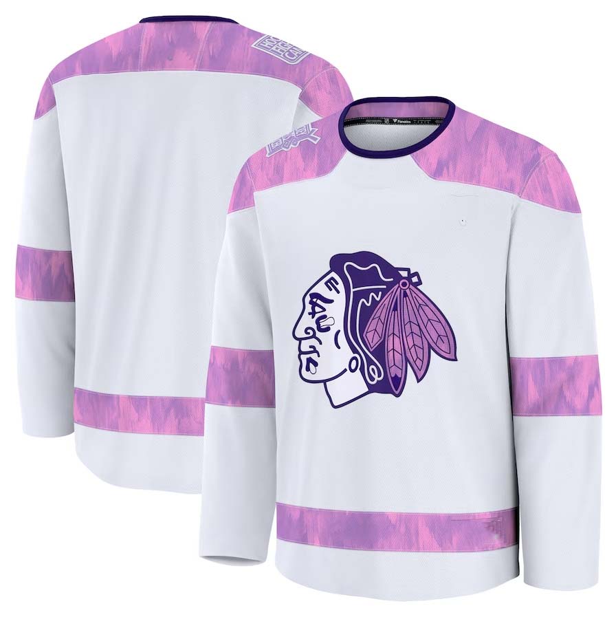 C.Blackhawks Supporters 2024 Hockey Fights Cancer Practice Jersey - White Stitched American Hockey Jerseys