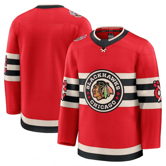 C.Blackhawks Fanatics 2025 Winter Classic Premium Jersey - Red Stitched American Hockey Jerseys