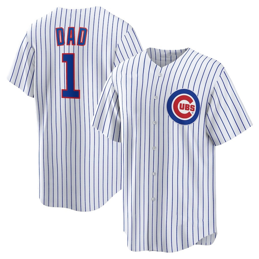 Chicago Cubs #1 Dad Home Replica Jersey - White Stitched Baseball Jersey