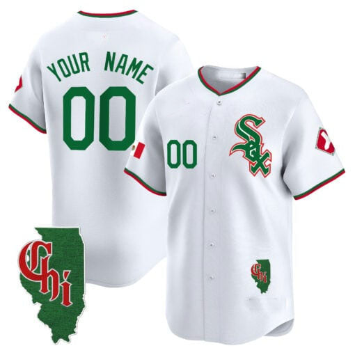 Custom Chicago White Sox Mexico Vapor Premier Limited ¨C Illinois Patch ¨C All Stitched Baseball Jersey