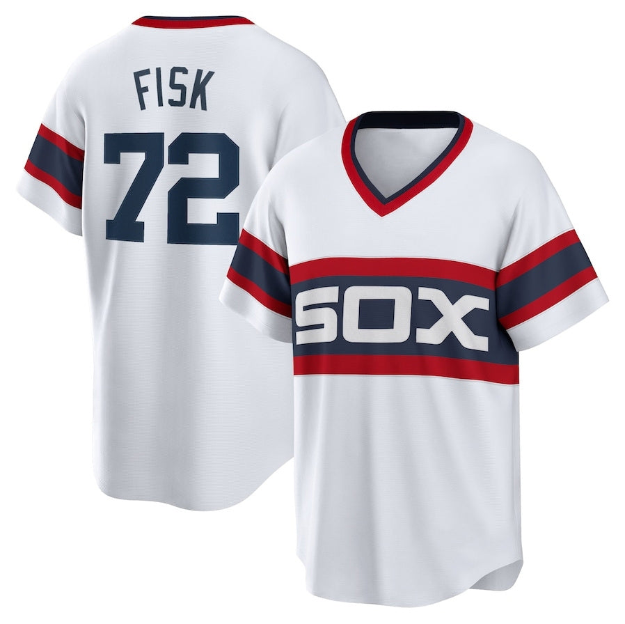 Chicago White Sox #72 Carlton Fisk Home Cooperstown Collection Team Player Jersey - White Stitched Baseball Jersey