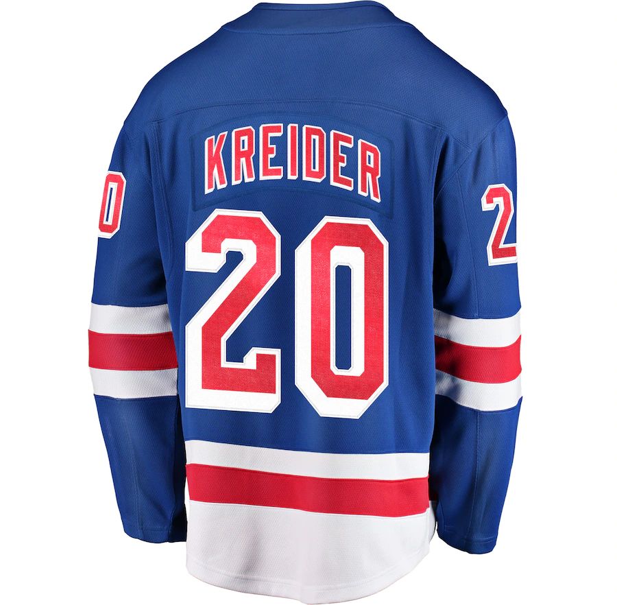 NY.Rangers #20 Chris Kreider Supporters Branded Home Breakaway Player Jersey Blue Blue Stitched American Hockey Jerseys
