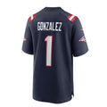 NE.Patriots #1 Christian Gonzalez 2023 Draft First Round Pick Game Jersey - NavyStitched American Football Jerseys