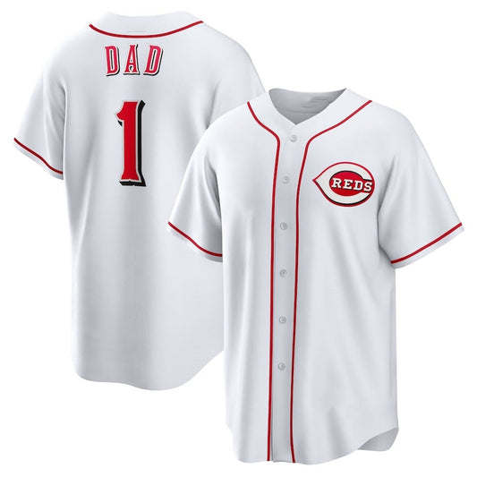 Cincinnati Reds #1 Dad Home Replica Jersey - White Stitched Baseball Jerseys