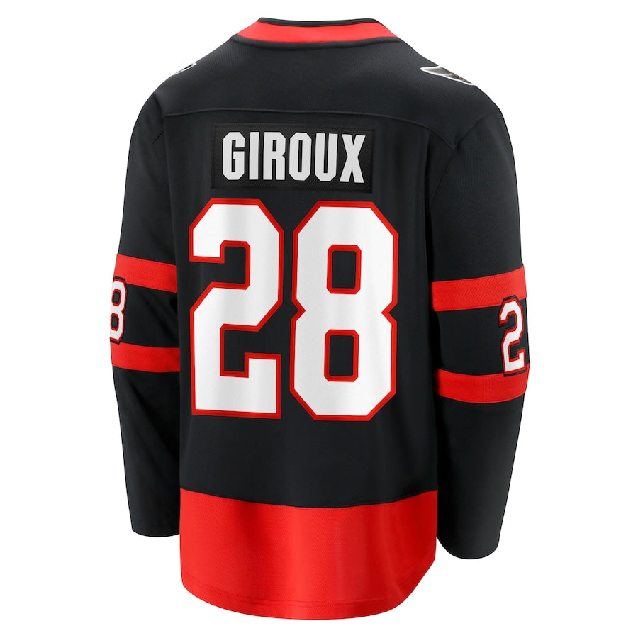 O.Senators #28 Claude Giroux Supporters Branded Home Premier Breakaway Player Jersey Black Stitched American Hockey Jerseys