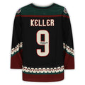 A.Coyotes #9 Clayton Keller Supporters Authentic Autographed Kachina Alternate Jersey with 25th Anniversary Season Patch Black Stitched American Hockey Jerseys