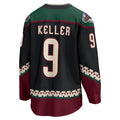 A.Coyotes #9 Clayton Keller Supporters Branded Home Premier Breakaway Player Jersey Black Stitched American Hockey Jerseys