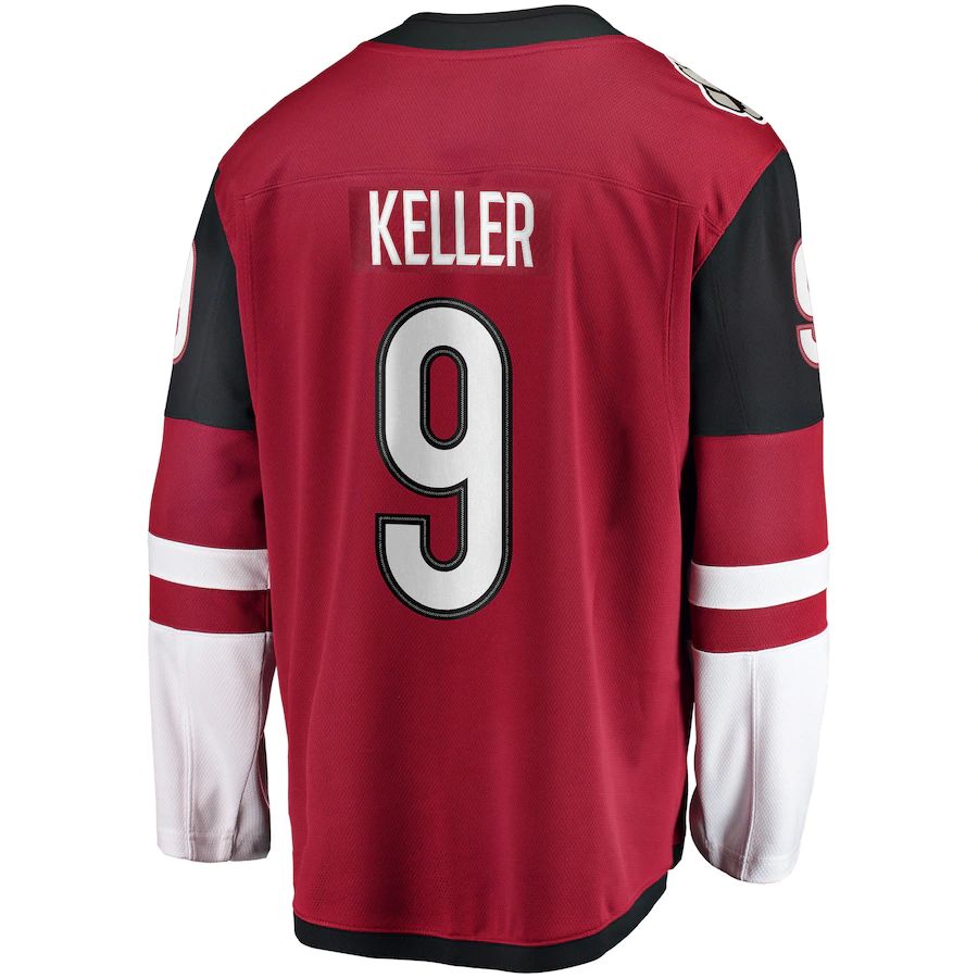 A.Coyotes #9 Clayton Keller Supporters Branded Home Premier Breakaway Player Jersey Garnet Stitched American Hockey Jerseys