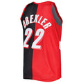 P.Trail Blazers #22 Clyde Drexler Mitchell & Ness Hardwood Classics 1991-92 Split Swingman Jersey Red-Black Stitched American Basketball Jersey