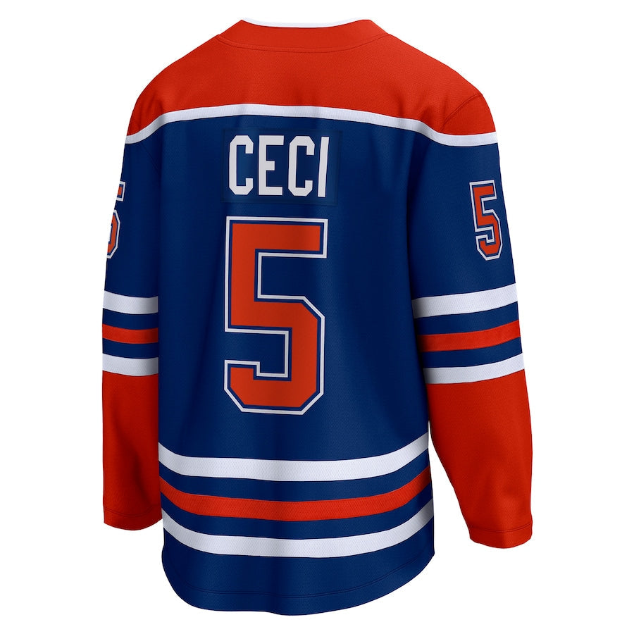 E.Oilers #5 Cody Ceci Supporters Branded Home Breakaway Player Jersey  Royal Stitched American Hockey Jerseys
