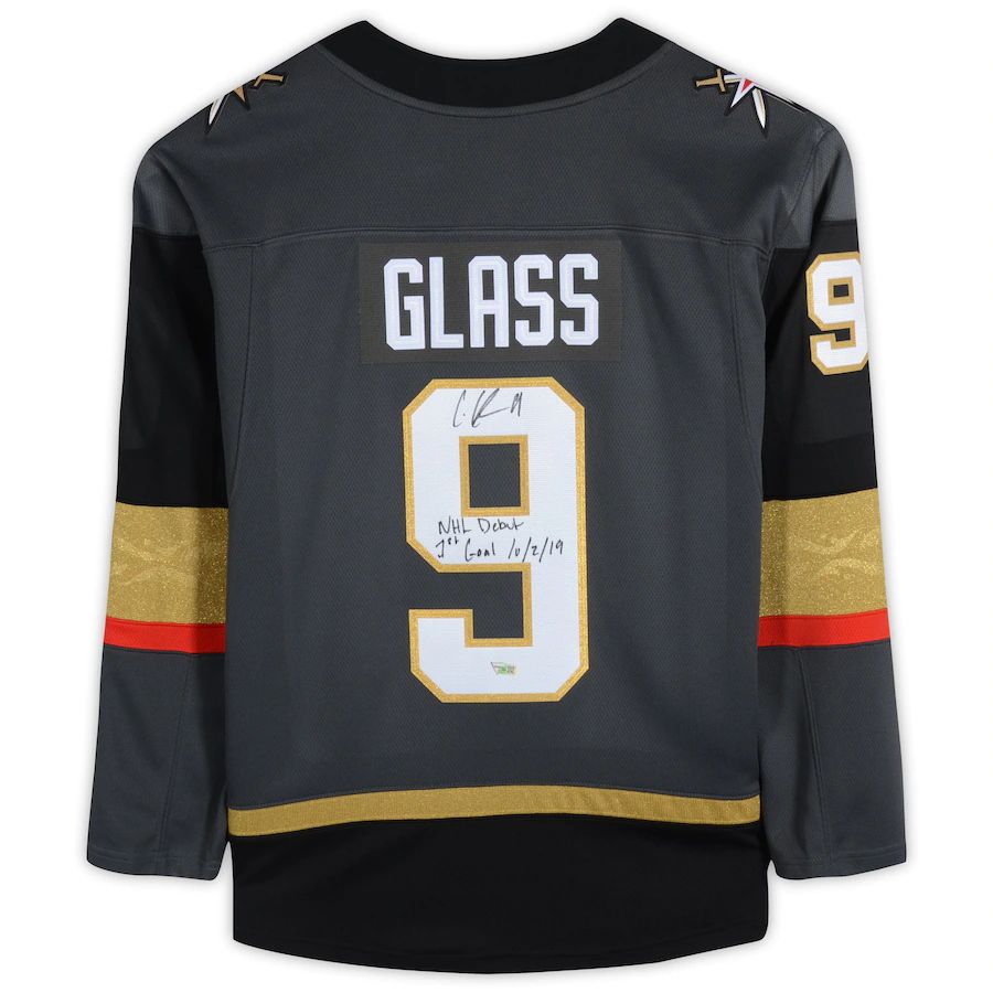 V.Golden Knights #9 Cody Glass Supporters Authentic Autographed Breakaway Jersey with Multiple Inscriptions Stitched American Hockey Jerseys