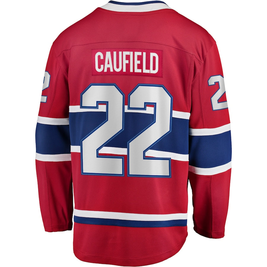 M.Canadiens #22 Cole Caufield Supporters Branded 2017-18 Home Breakaway Replica Jersey Red Stitched American Hockey Jerseys
