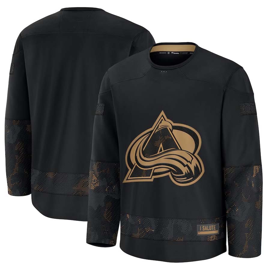 C.Avalanche Supporters 2024 Military Appreciation Practice Jersey - Black Stitched American Hockey Jerseys