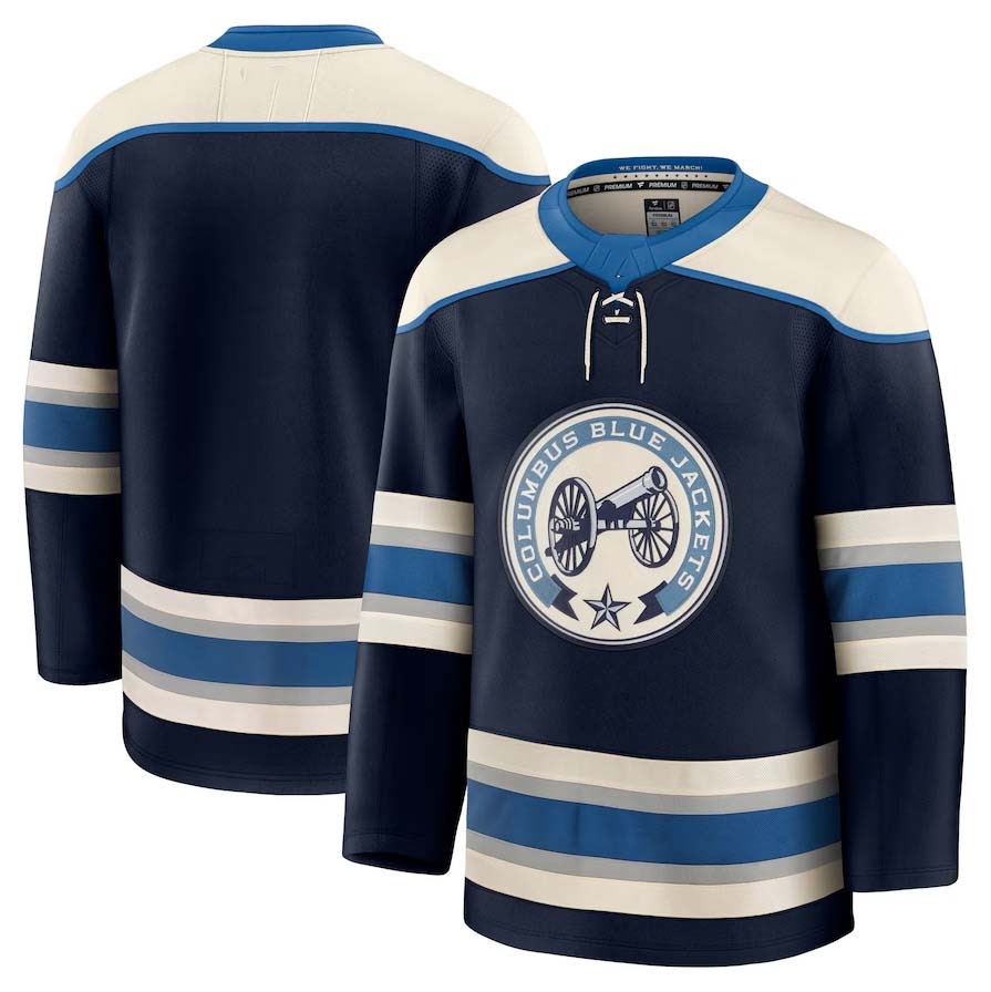 C.Blue Jackets Supporters Alternate Premium Jersey - Navy Stitched American Hockey Jerseys