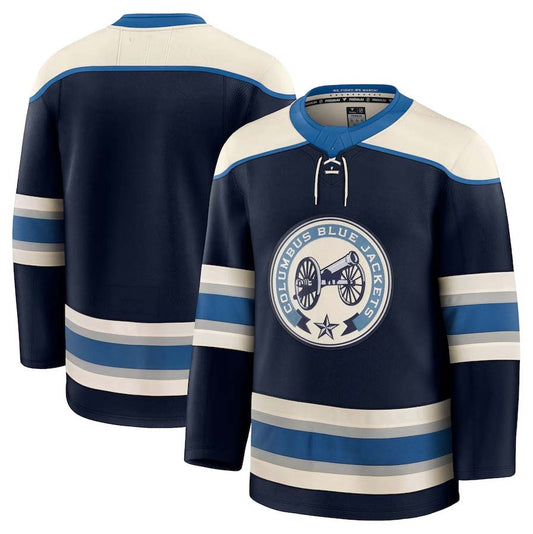 C.Blue Jackets Fanatics Alternate Premium Jersey - Navy Stitched American Hockey Jerseys