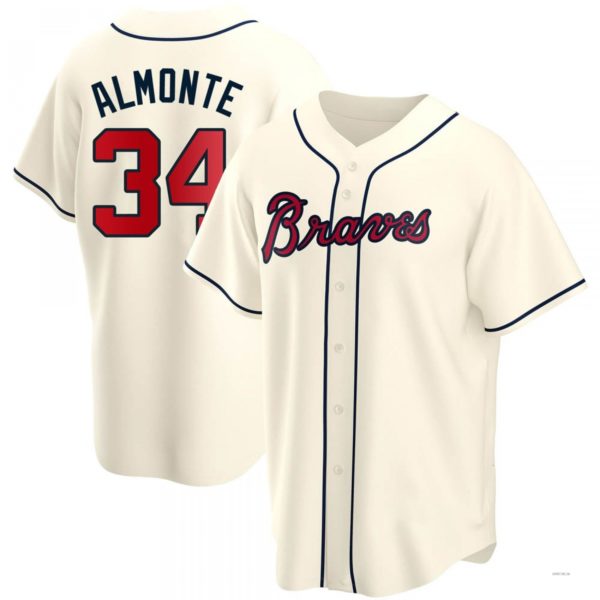 Atlanta Braves #34 AbStockaaam Almonte Cream Alternate Jersey Stitches Baseball Jerseys