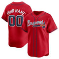 Custom Atlanta Braves Alternate Limited Jersey - Red Baseball Jerseys