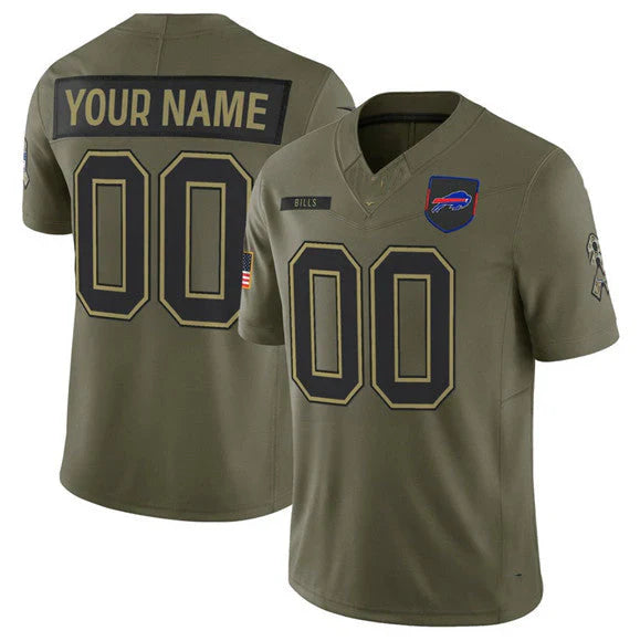 Custom B.Bills Olive 2025 Salute to Service Vapor F.U.S.E. Limited Jersey