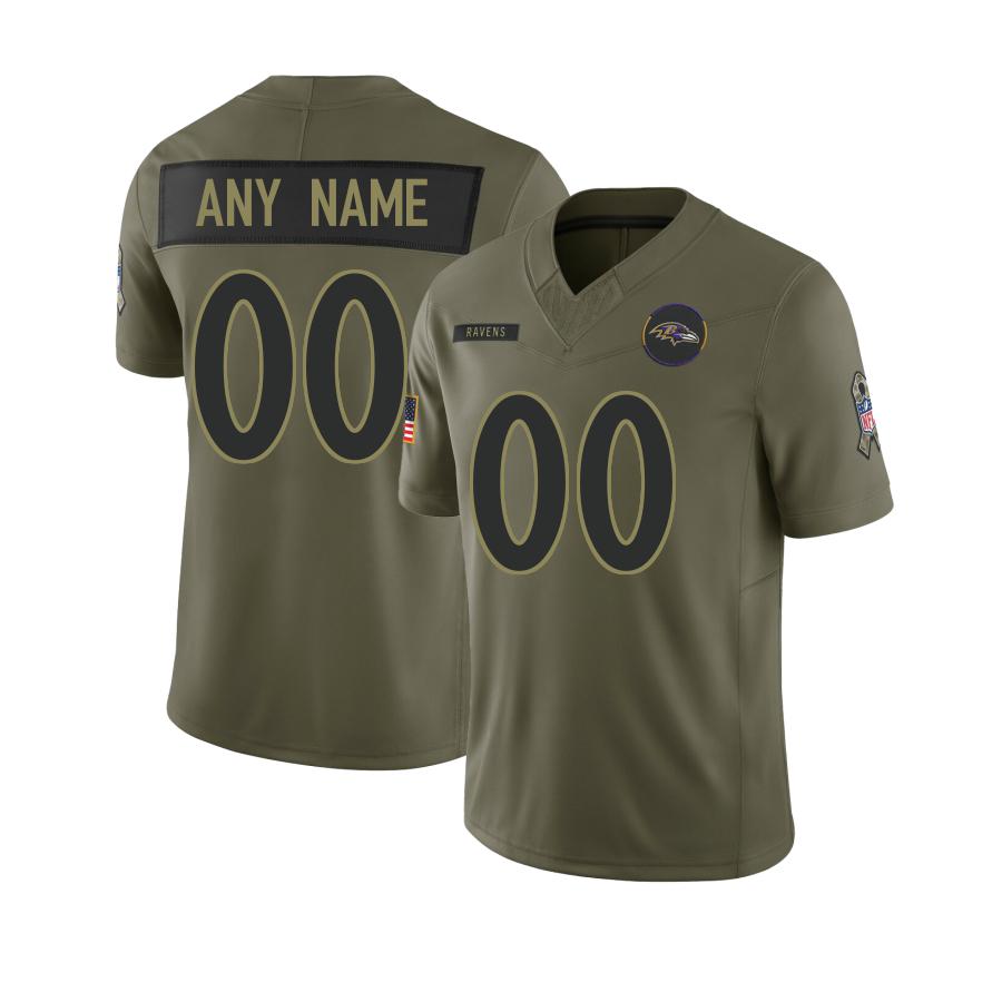 Custom B.Ravens Olive 2025 Salute To Service Limited Jerseys