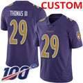 Custom B.Ravens Purple  Limited Rush 100th Season Jersey Stitched Football Jerseys
