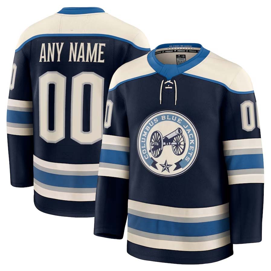 Custom C.Blue Jackets Fanatics Alternate Premium Jersey - Navy Stitched American Hockey Jerseys