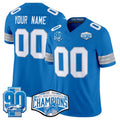 Custom D.Lions Active Player Blue 2024 North Champions 90th Anniversary Patch F.U.S.E. Vapor Limited Stitched American Football Jerseys