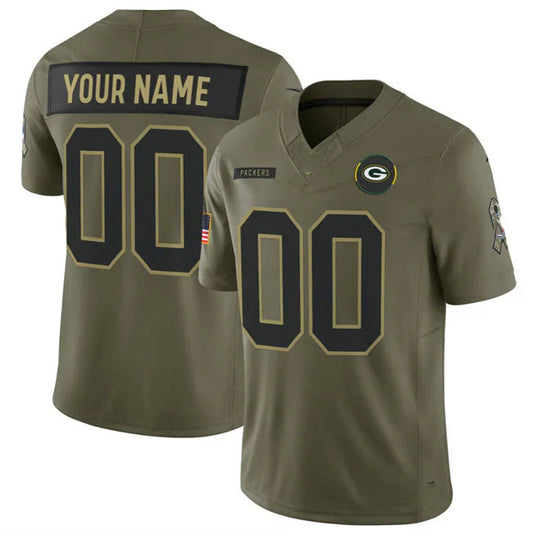 Custom GB.Packers Olive 2025 Salute to Service Limited Jersey