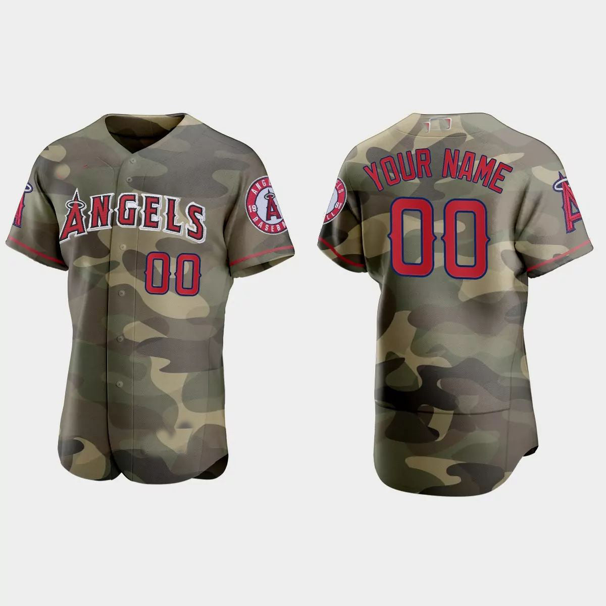 Custom Los Angeles Angels 2021 National Armed Forces Day Authentic Jersey ¨C Camo Stitched Baseball Jerseys