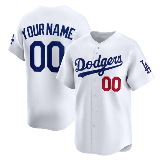Custom Los Angeles Dodgers Home Limited Jersey ¨C White Stitched Baseball Jersey