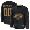 Custom LA.Kings Fanatics 2024 Military Appreciation Personalized Long Sleeve Practice Jersey - Black Stitched American Hockey Jerseys