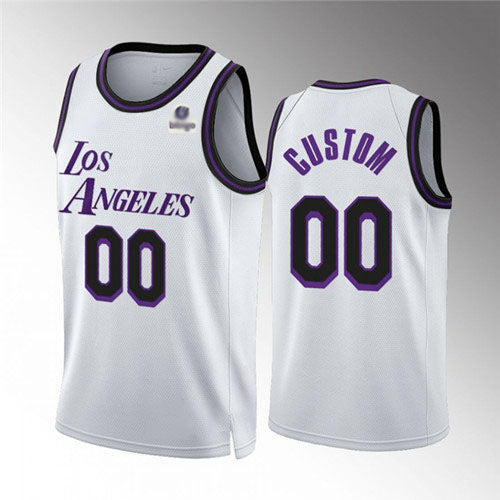 Custom LA.Lakers Active Player White City Edition Stitched Basketball Jersey