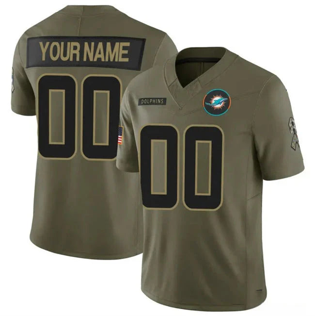 Custom M.Dolphins Olive 2025 Salute to Service Vapor F.U.S.E. Limited Jersey