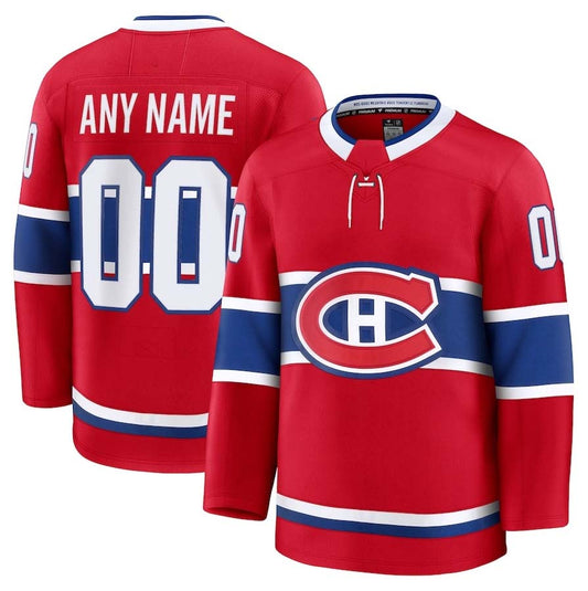 Custom M.Canadiens Fanatics Home Premium Jersey - Red Stitched American Hockey Jerseys