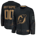 Custom NJ.Devils  Fanatics 2024 Military Appreciation Personalized Long Sleeve Practice Jersey - Black Stitched American Hockey Jerseys