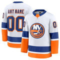 Custom NY.Islanders Fanatics Away Premium Jersey - White Stitched American Hockey Jerseys