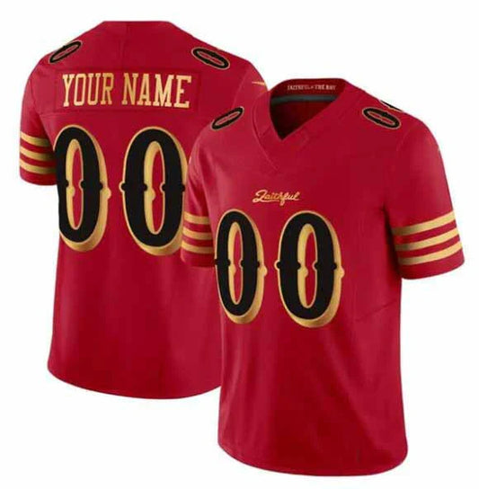 Custom SF.49ers Red Gold 2025 F.U.S.E. Rivalries Vapor Limited Jersey