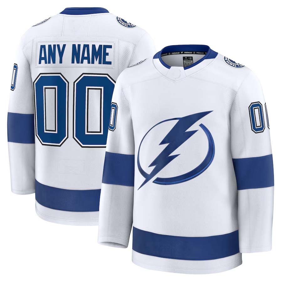 Custom TB.Lightning Fanatics Away Premium Jersey - White Stitched American Hockey Jerseys