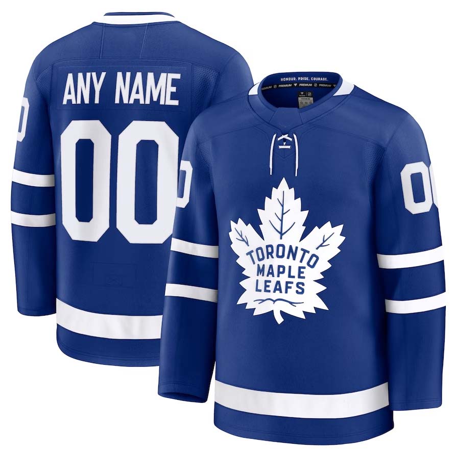 Custom T.Maple Leafs Fanatics Home Premium Jersey - Blue Stitched American Hockey Jerseys