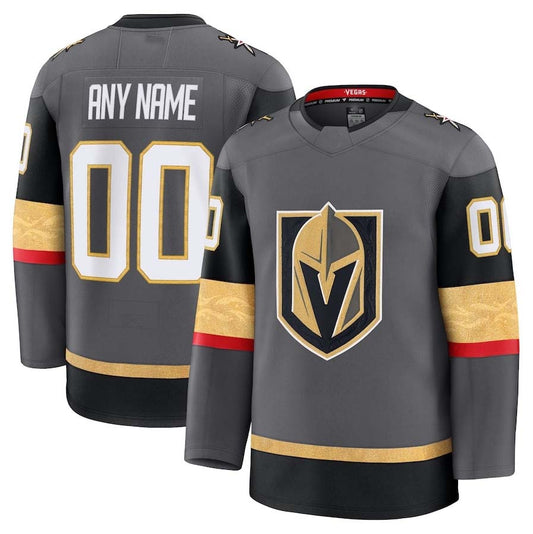Custom V.Golden Knights Fanatics Alternate Premium Jersey - Gray Stitched American Hockey Jerseys