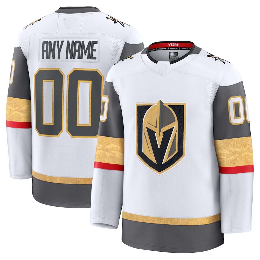 Custom V.Golden Knights Fanatics Away Premium Jersey - White Stitched American Hockey Jerseys