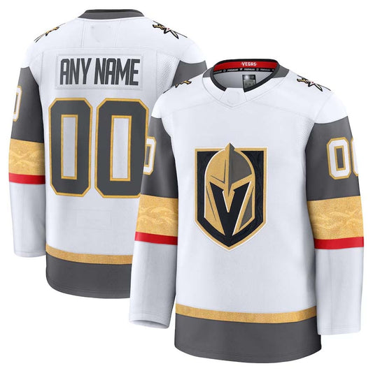 Custom V.Golden Knights Fanatics Away Premium Jersey - White Stitched American Hockey Jerseys